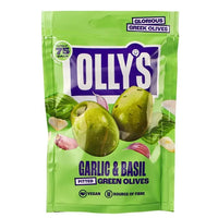 Ollys -Pitted Green Olives - Garlic & Basil - 50g Packet