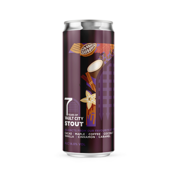 Vault City – 7 Years Stout – 12.5% Cacao Maple Dessert Stout – 440ml Can