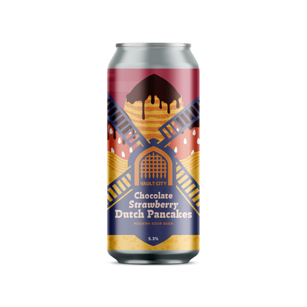 Vault City - Chocolate Strawberry Dutch Pancakes - 5.3% Chocolate Strawberry Pancake Sour - 440ml Can Vault City - Chocolate Strawberry Dutch Pancakes - 5.3% Chocolate Strawberry Pancake Sour - 440ml Can