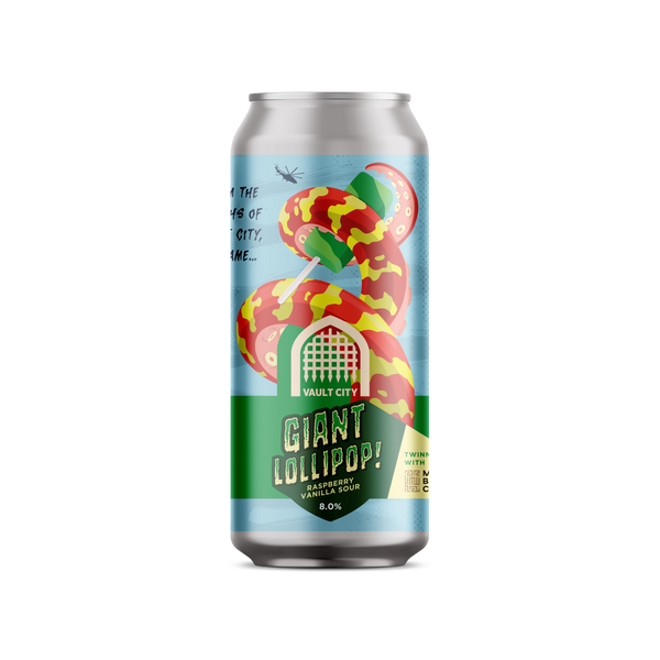 Vault City / Merakai - Giant Lollipop - 8% Raspberry Vanilla Sour - 440ml Can
