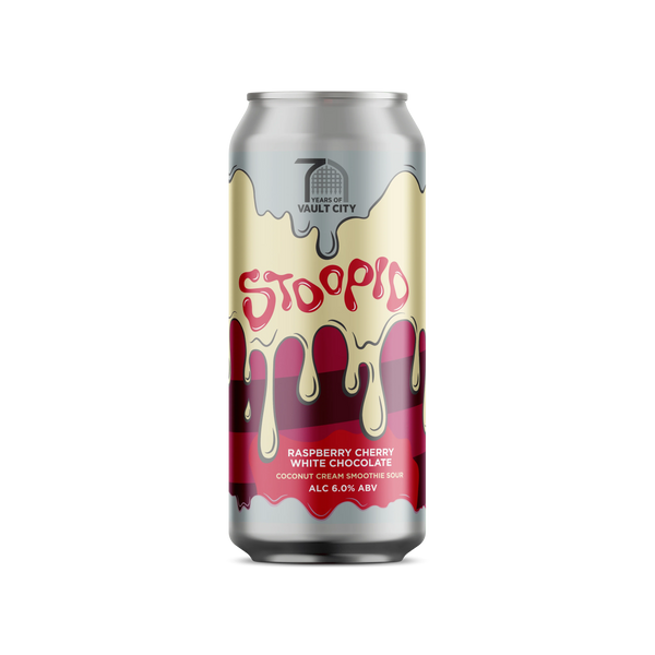Vault City – Stoopid White Chocolate Raspberry Cherry Coconut Cream – 6.5% Fruity Dessert Sour – 440ml Can