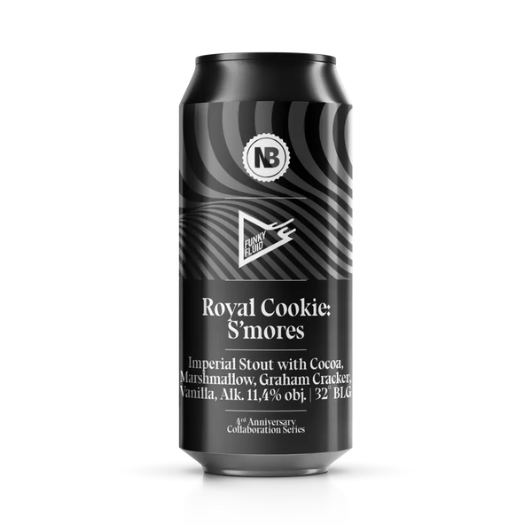 Funky Fluid / Nerdbrewing - Royal Cookie: S'mores - 11.4% Marshmallow & Cocoa Imperial Stout - 500ml Can